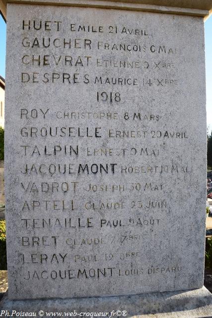 Monument aux morts de Sauvigny les Bois Nièvre Passion