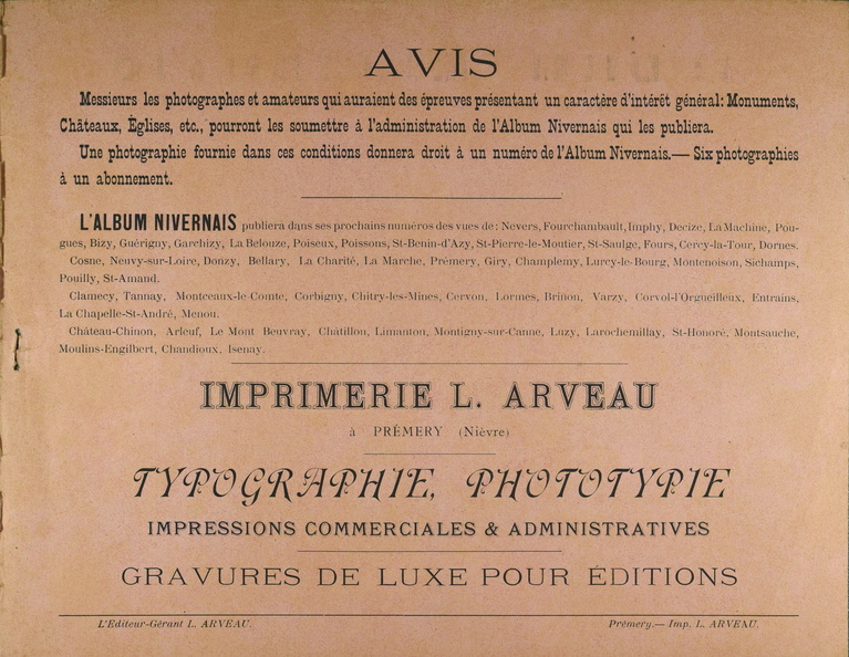 Louis Arveau imprimeur de Prémery 