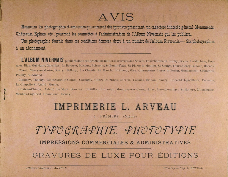 Louis Arveau imprimeur de Prémery