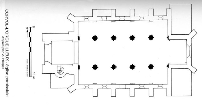 Plan de l'église Corvol-l'Orgueilleux