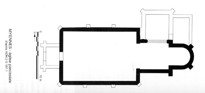 Plan de l'église de Myenne